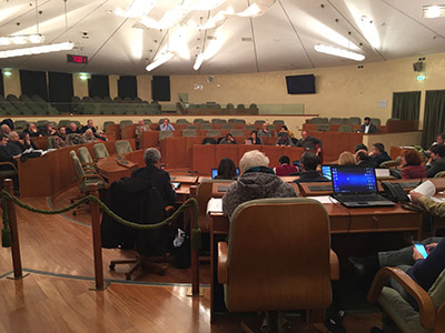 Aula del Consiglio della Regione Piemonte durante la discussione inerente alla legge sulla caccia