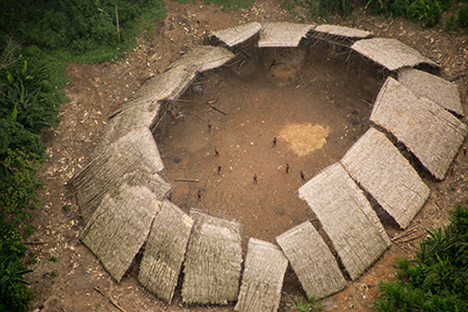 Uncontacted Yanomami yano (communal house) in the Brazilian Amazon, photographed from the air in 2016 (Photo: Guilherme Gnipper Trevisan)