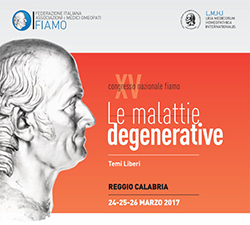 Il 24-25-26 marzo a Reggio Calabria si terrà il XV Congresso di Omeopatia indetto dalla  FIAMO, Federazione Italiana Associazioni e Medici Omeopati, dal titolo: Le Malattie Degenerative, 