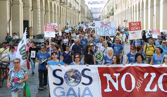 Il corteo del 27 maggio a Torino contro la riapertura dello zoo ha radunato più di 2.000 persone da tutta Italia 