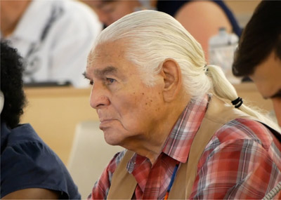 Ben Sherman, Oglala Lakota, President World Indigenous Tourism Alliance, at the United Nations of Geneva 
