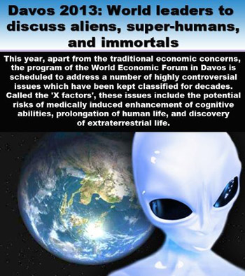 Al Word Economic Forum di Davos in Svizzera del 2013 Dimitri Medvedev affermò che gli alieni erano da tempo sulla Terra