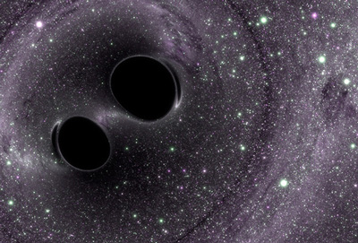 Buchi neri in rotta di collisione: questi sistemi binari sono tra i principali produttori di onde gravitazionali. Credit: LIGO