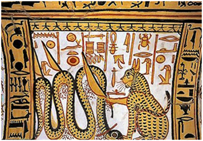 Le chat Rê tuant Apophis - Tombe de Nekhtamon - XIXe dynastie