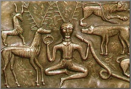 Il dio celtico Cernunnus in meditazione, Calderone di Gundestrup