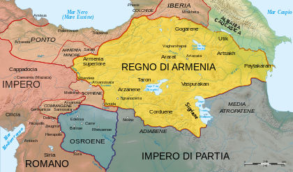 Il regno d'Armenia attorno al 50 d.C.