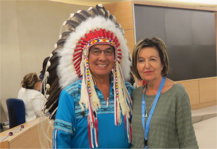 Chief Wilton Littlechild, head of the Cree Nation and head of Canada's Truth and Reconciliation Commission, with Rosalba Nattero