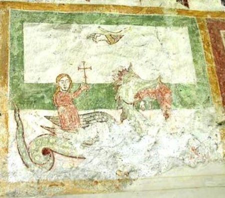 Abbazia di Piona Affresco Santa Margherita e il Drago 1200 circa