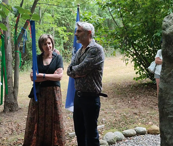 Antonello Micali con Rosalba Nattero durante il suo intervento alla commemorazione di Giancarlo Barbadoro