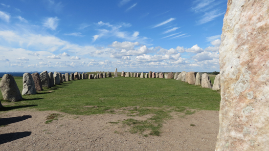Ales Stenar, Sweden. Very large Viking ship stone circle and astronomical calendar of Viking culture