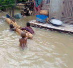 Montée des eaux dans le village Djigbé-Wo dans la Vallée de l'Ouémé