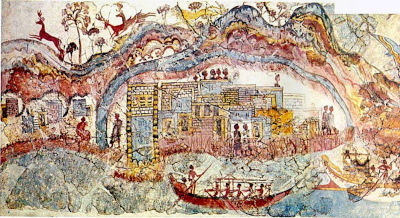 Affresco della casa dell’Ammiraglio, Akrotiri, XVII sec a.C., Museo Archeologico Nazionale di Atene