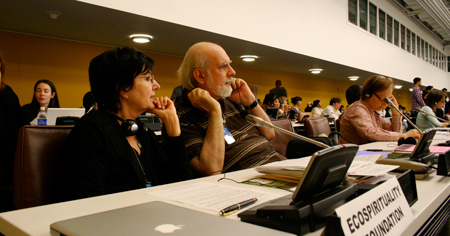 Giancarlo Barbadoro con Rosalba Nattero all’ONU di New York in rappresentanza della Ecospirituality Foundation